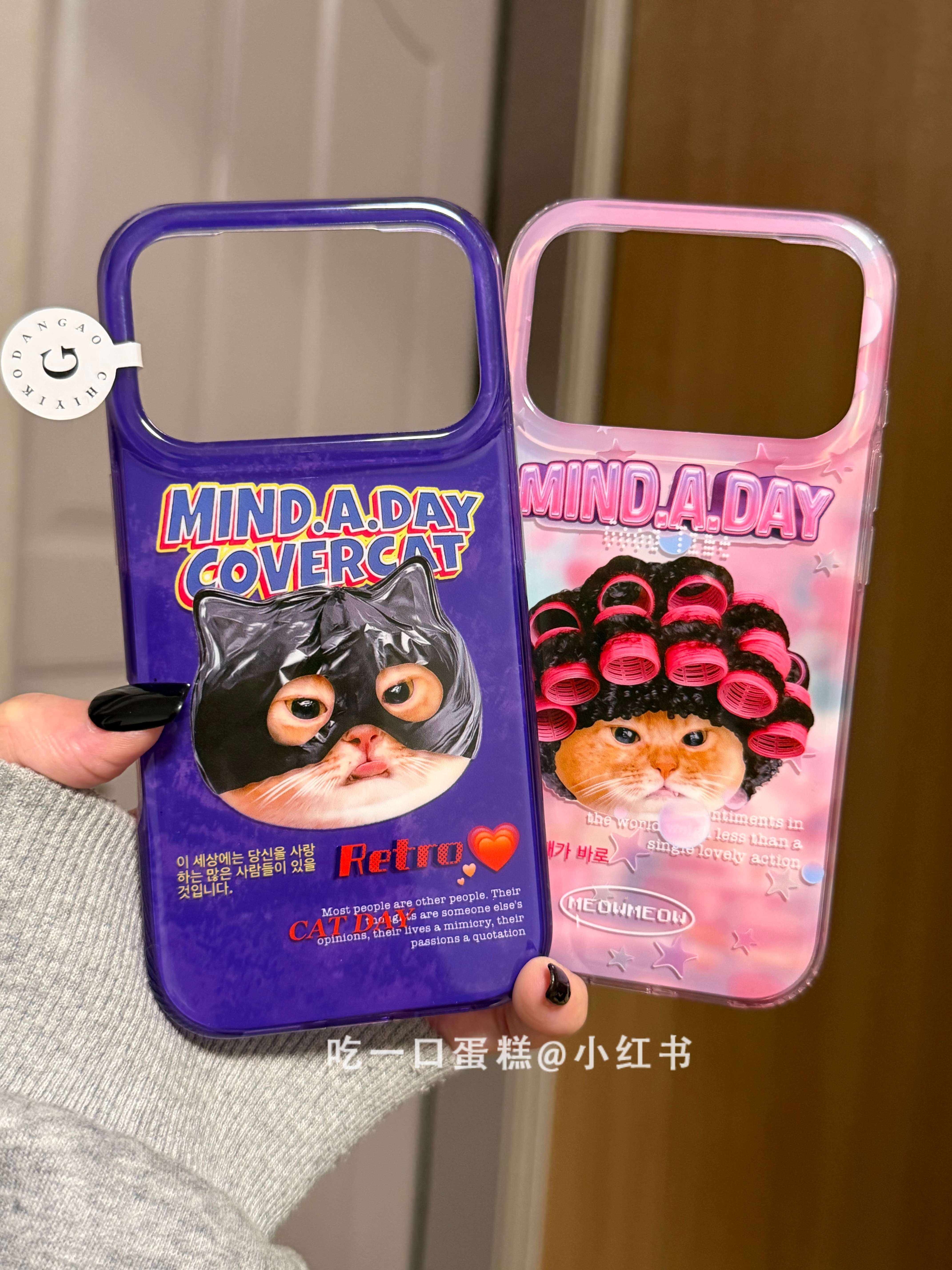 西多士卷发头套猫咪英文适用17promax手机壳iphone1615保护套