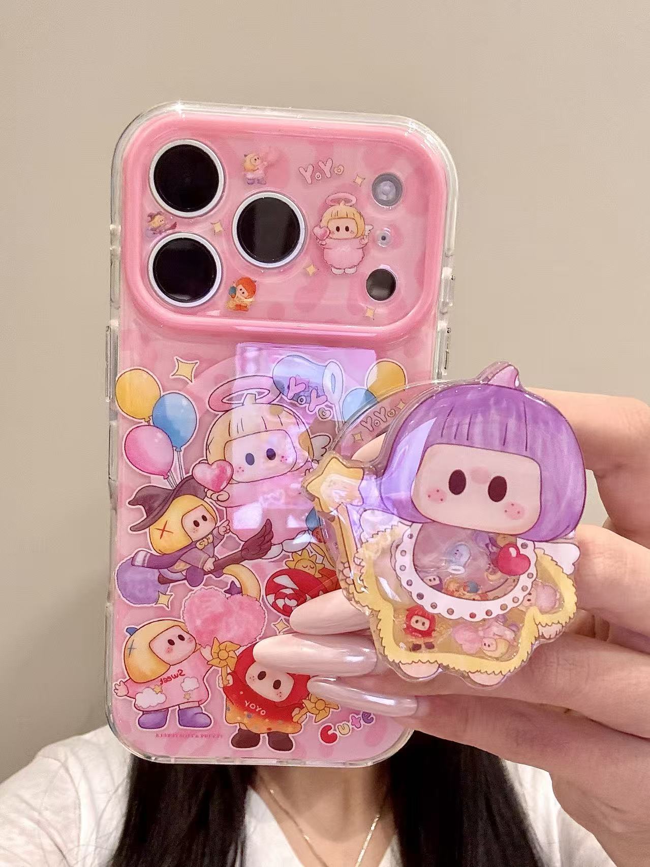 西多士适用于iphone18promax手机壳童趣17pm气球骑扫帚棒棒糖短发女孩16
