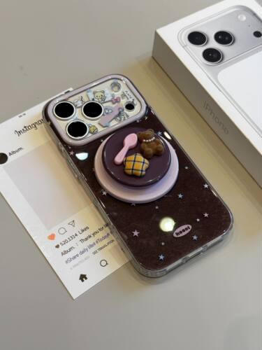 西多士韩系棕底彩色星星小熊磁吸支架适用于iphone17promax苹果16pr手机壳15