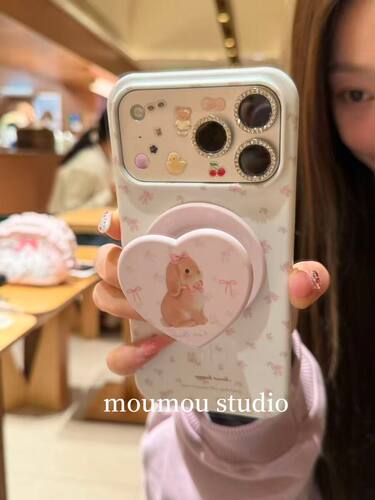 西多士可爱少女心碎花兔子磁吸菲林适用于iphone17promax苹果16pro防摔