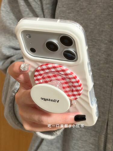 西多士红字Vintage米白菲林支架适用苹果17promax手机壳iphone16151413磁吸