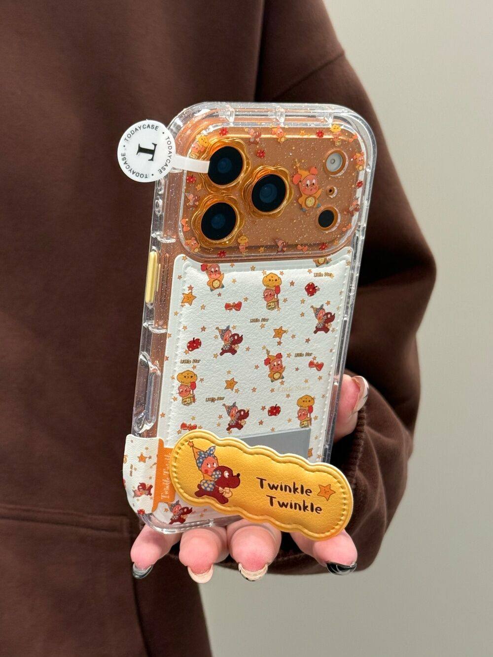 西多士花朵镜头皮纹星星人适用苹果17promax闪粉iphone16支架15可爱14手机壳