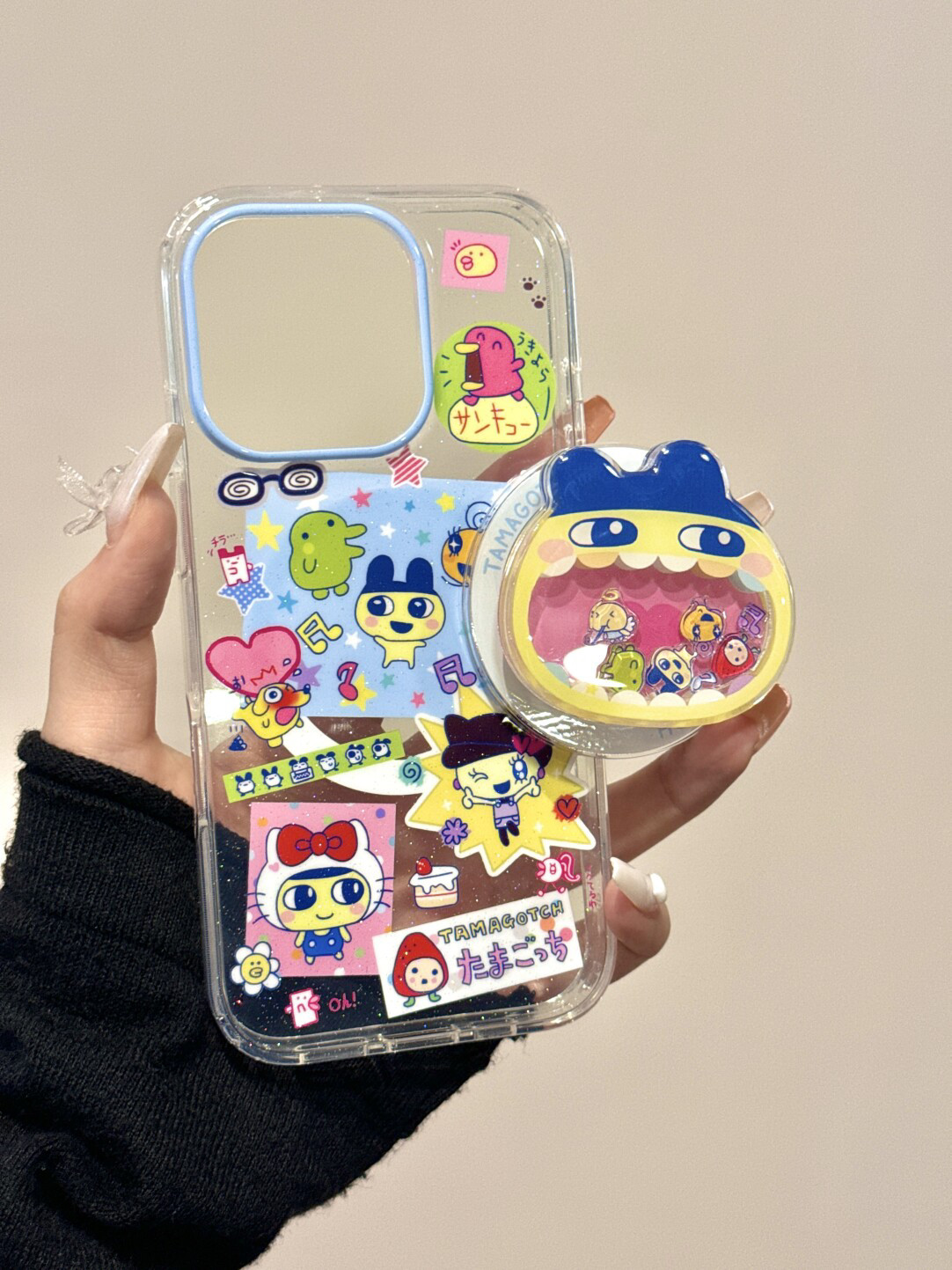 西多士创意卡通满屏拓麻歌子支架适用于iphone16prom苹果15手机保护壳14新款17