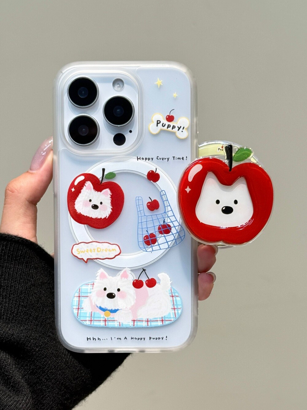 西多士雾面红苹果西高地适用iphone16promax磨砂15磁吸支架14可爱手机壳