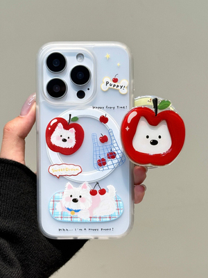 西多士雾面红苹果西高地适用iphone16promax磨砂15磁吸支架14可爱手机壳