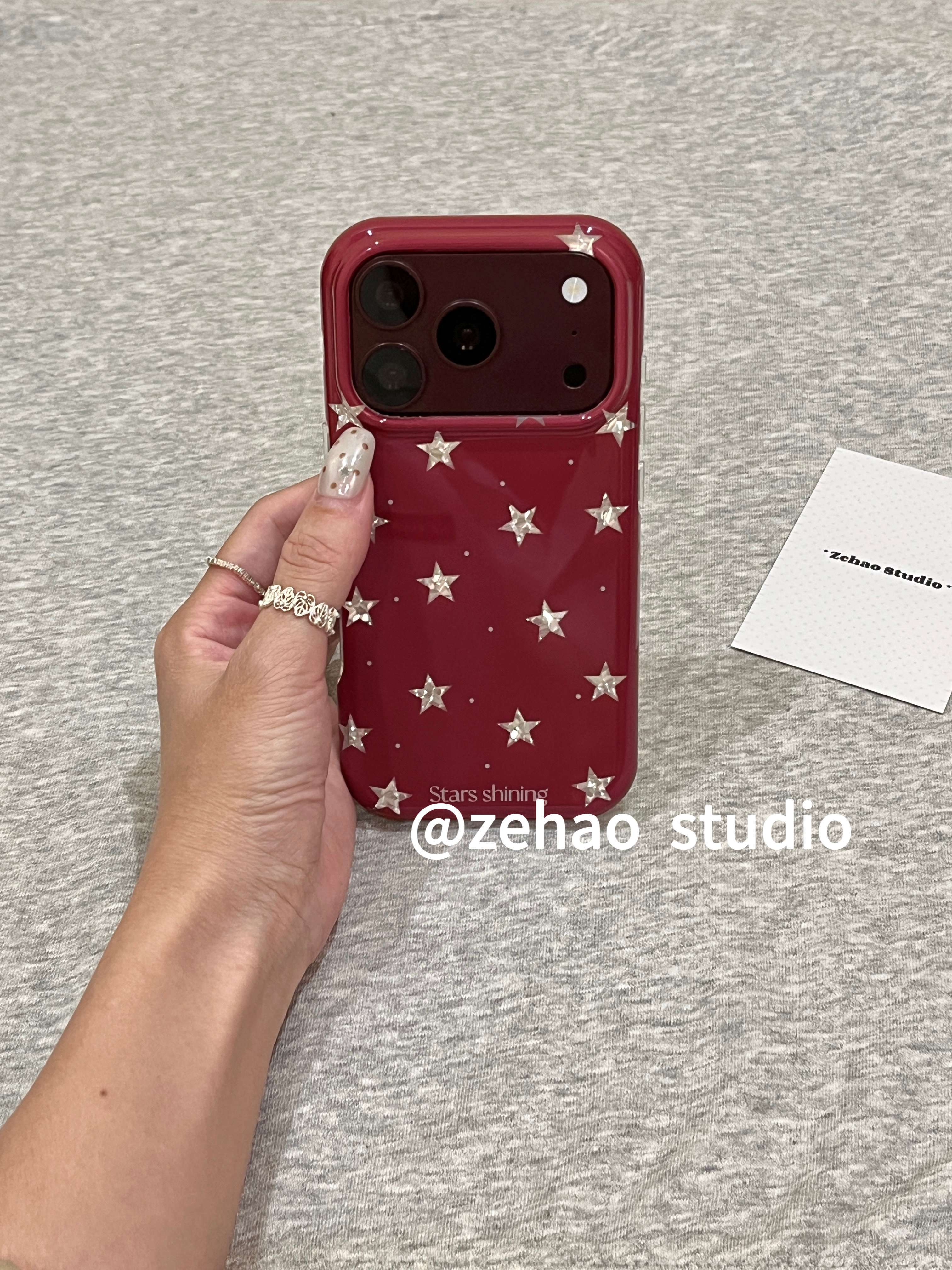 西多士樱桃红银闪波点星星适用于苹果18pro双层iphone17古早16/15手机壳