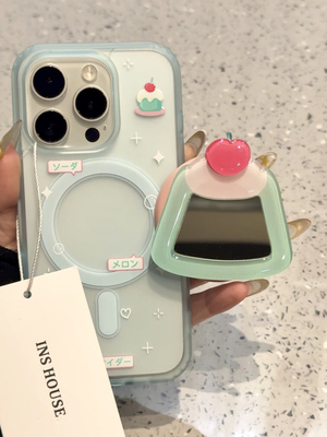 西多士小清新蛋糕镜面磁吸适用iphone16promax苹果15pr手机壳14新款13软17