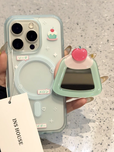 西多士小清新蛋糕镜面磁吸适用iphone16promax苹果15pr手机壳14新款13软17