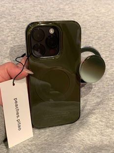 西多士墨绿底纯色英文支架苹果16promax手机壳iphone151413磁吸