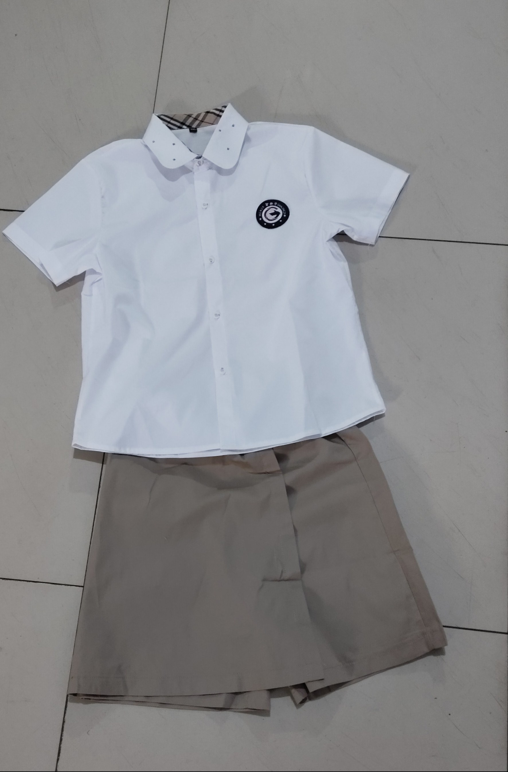 新款制服大连甘井子小学生衬衫短袖半袖短裤裤裙儿套装宽松版