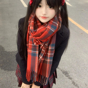 星月系列氛围感格子jk围巾女秋冬季 保暖百搭韩学生亚文化情侣围脖