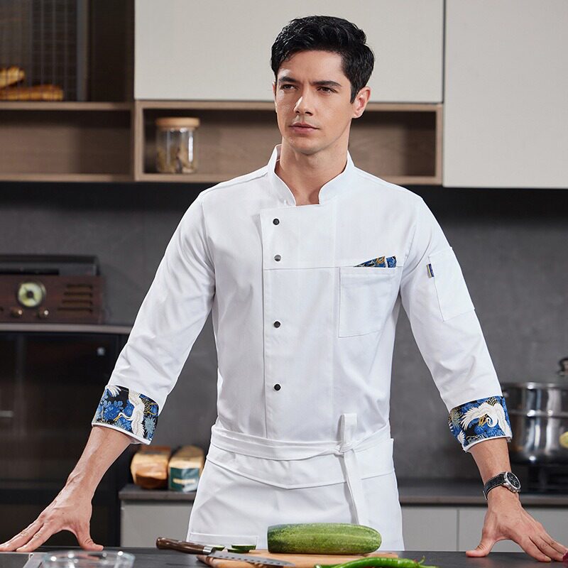 中餐厅茶楼厨师工作服长袖春秋