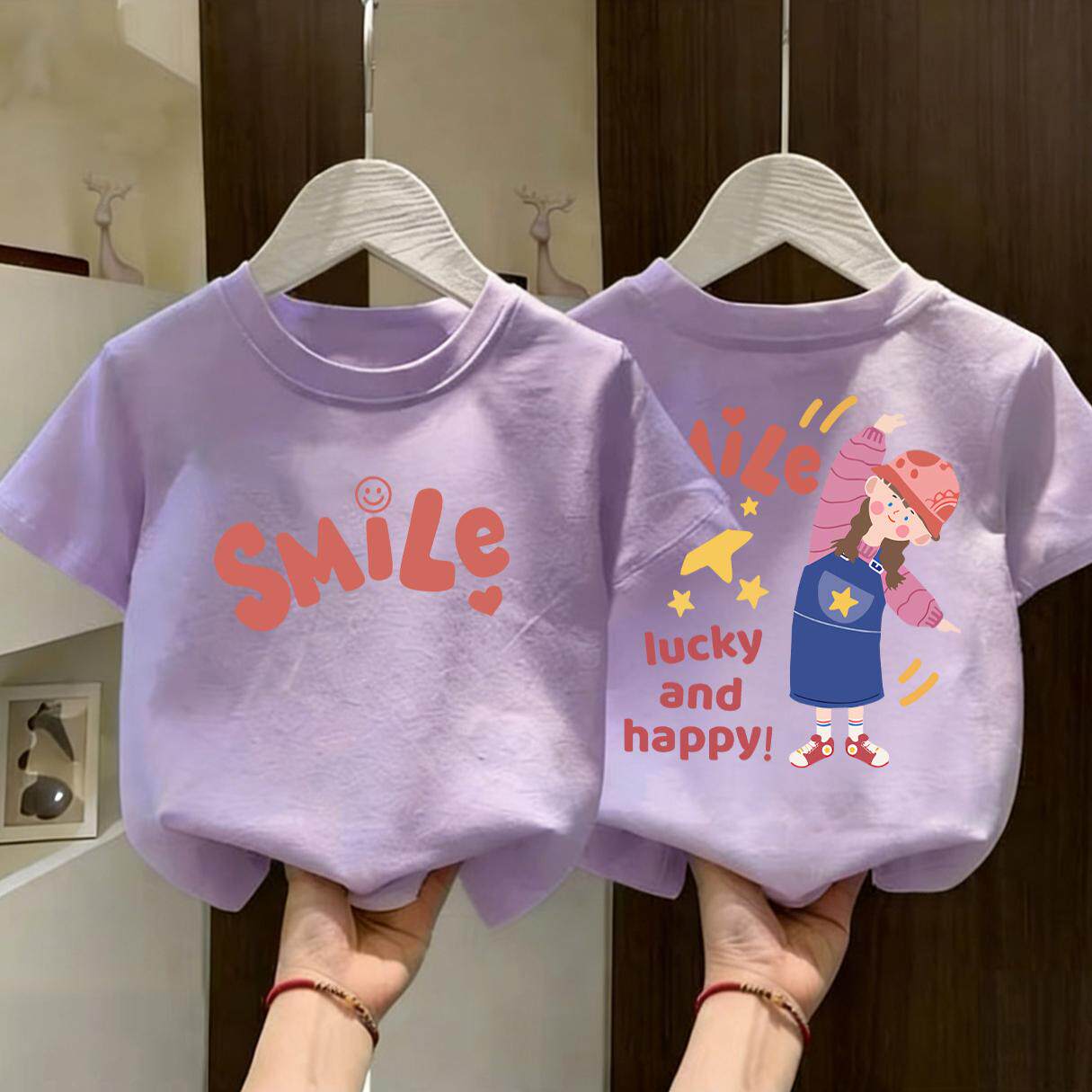 儿童纯棉T恤女童夏季短袖中大童
