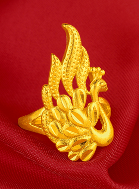 久不掉色仿黄金孔雀开屏戒指