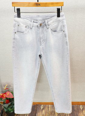 秋冬新款灰色垂感牛仔裤男装新款美式宽松直筒裤潮牌百搭阔腿休闲