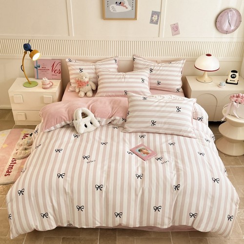 加绒加厚四件套牛奶绒床单简约