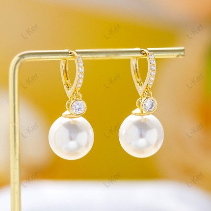 【白月光】2025法式珠光宝气圆形珠珠耳扣温柔显气质女士耳环1588
