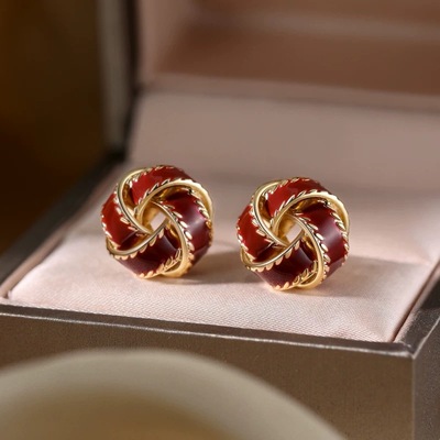 民族风经典红色设计感耳饰