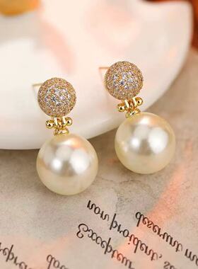 [满天星] 2026法式新品经典满钻珍珠耳钉时尚设计感高级耳环1347