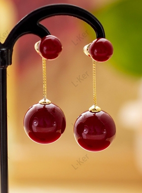 【珠光宝气】2025新品经典安可拉红色珠珠流苏女士时尚感耳环1577