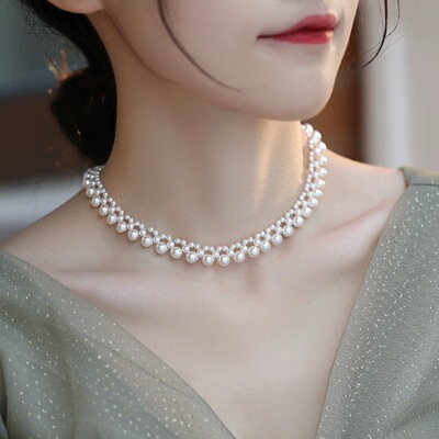 明星同款珍珠锁骨链时尚感