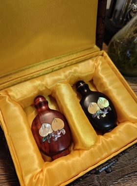 螺钿鼻烟壶精工镶嵌镶嵌手把件送领导送老人生日礼物福寿禄鼻烟壶