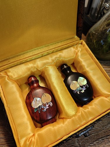 螺钿鼻烟壶精工镶嵌镶嵌手把件送领导送老人生日礼物福寿禄鼻烟壶