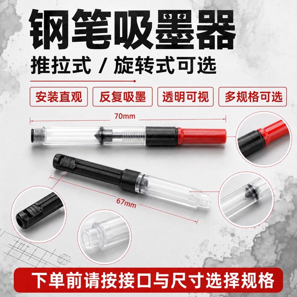 钢笔吸墨器推拉式旋转式钢笔上墨器钢笔吸墨器钢笔吸墨器钢笔吸墨