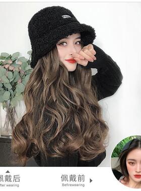 假发女长发帽子一体女网红长卷发