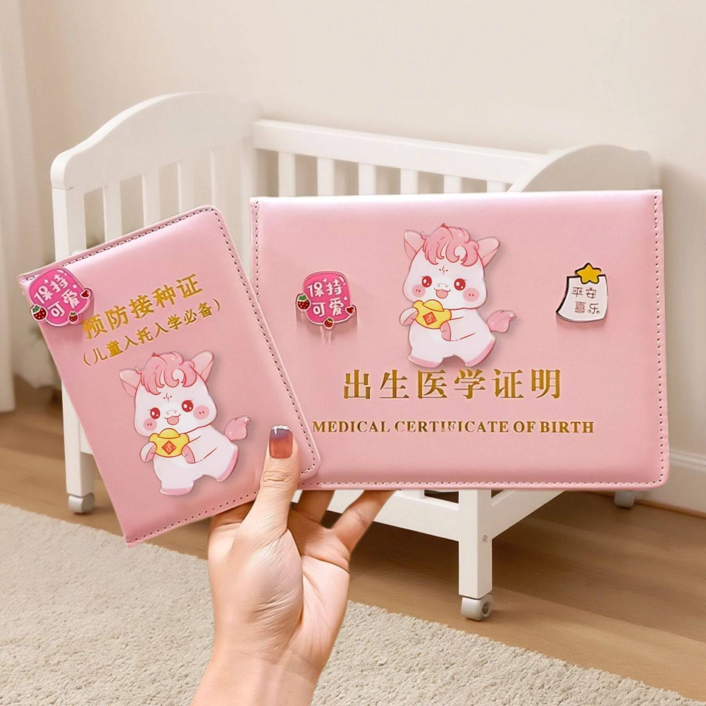 2026马宝宝医学出生证明保护套新版儿童疫苗本皮套可爱预防接种证