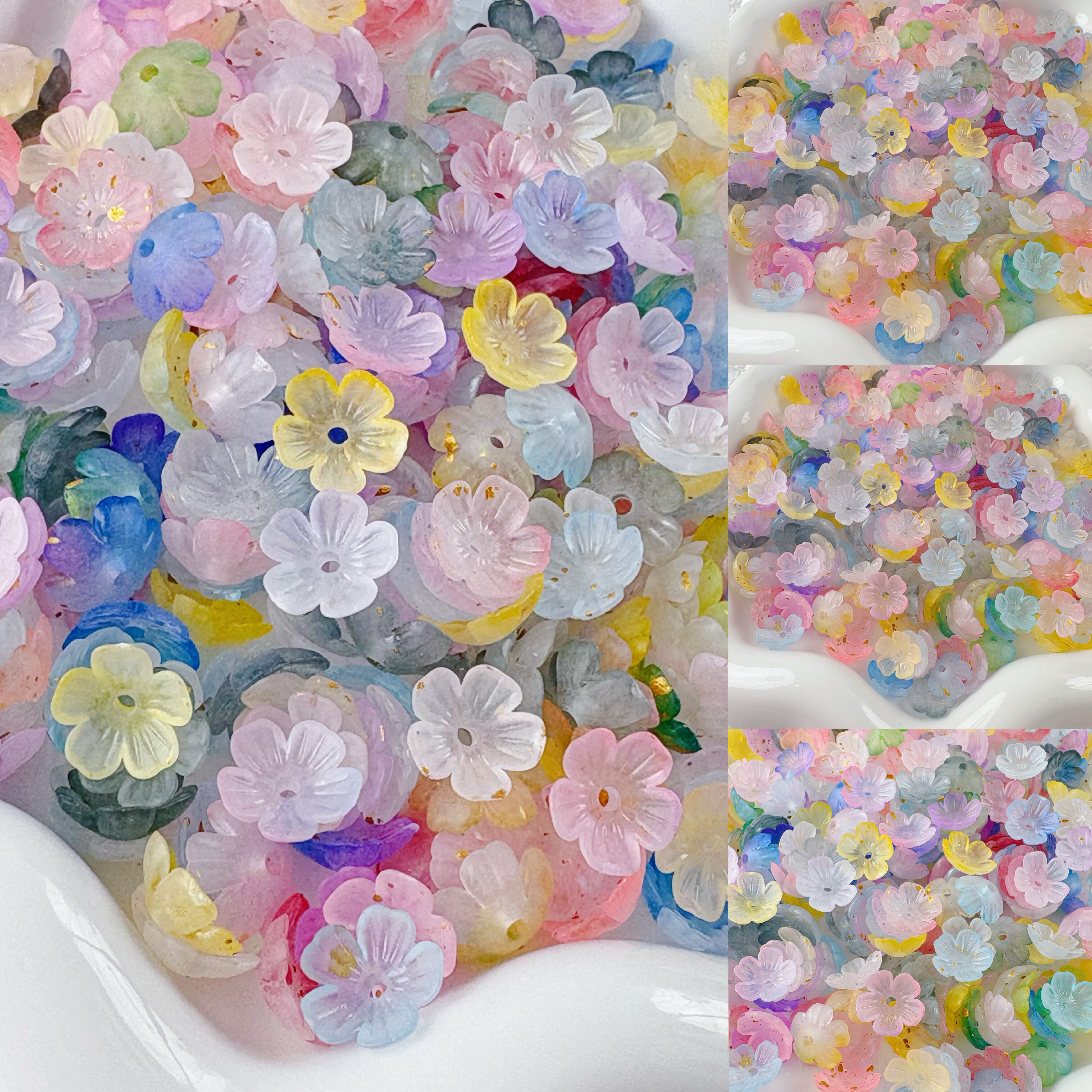 10mm亚克力磨砂洒金小五瓣手工diy发簪发夹发饰头饰花心配件材料