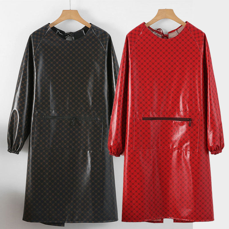 新款皮革围裙有袖防水防油软皮pu罩衣家务洗碗时尚男女工作服围腰,家庭/个人清洁工具,围裙,淘宝优惠券,粉丝福利购,淘宝优惠卷