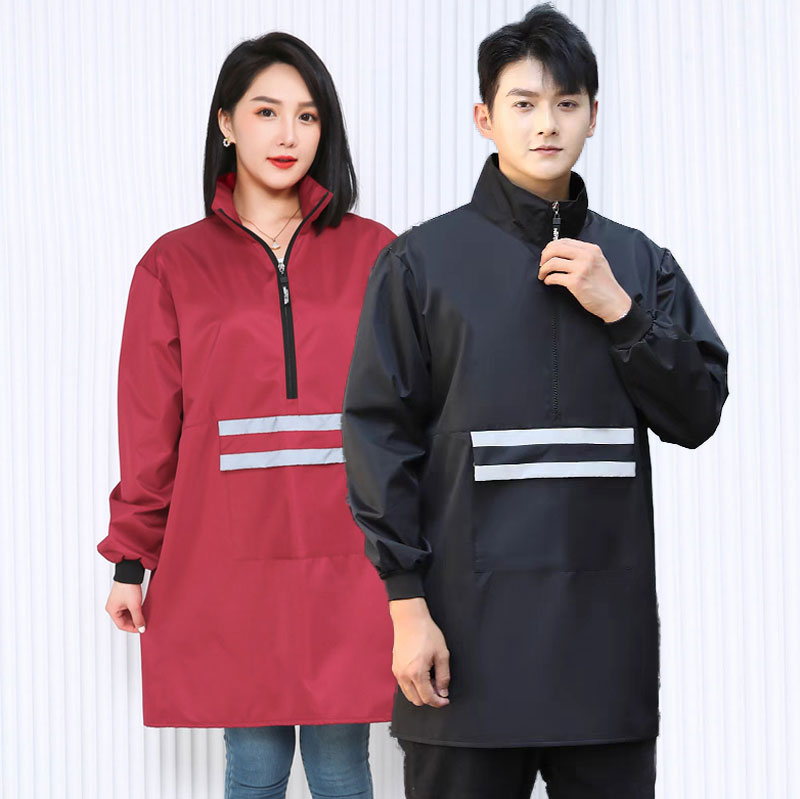 时尚新款套头式罩衣长袖高领围裙家用厨房防水女外穿工作服男围腰