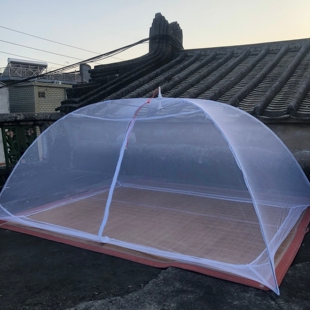 成人蚊帐撑伞式折叠无底单开门拉链带支架免安装打地铺蚊帐1.2m米