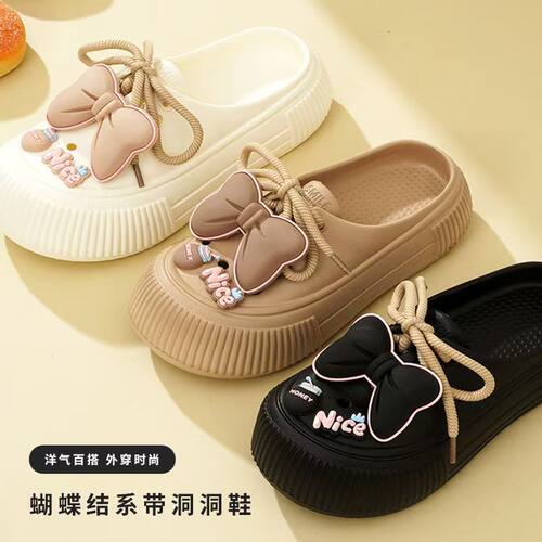 eva网红蝴蝶结包头鞋女夏季外穿增高厚底防滑防臭女士凉拖鞋