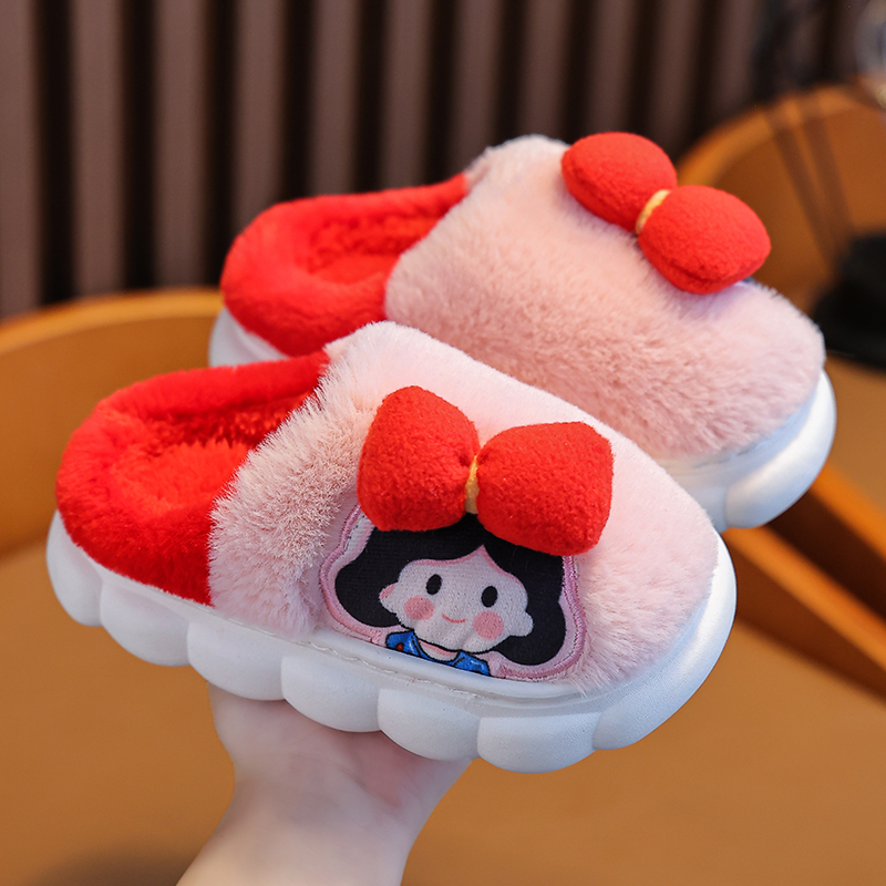 儿童冬季小公主卡通款软底家居保暖防滑新款大中小女童宝宝棉拖鞋