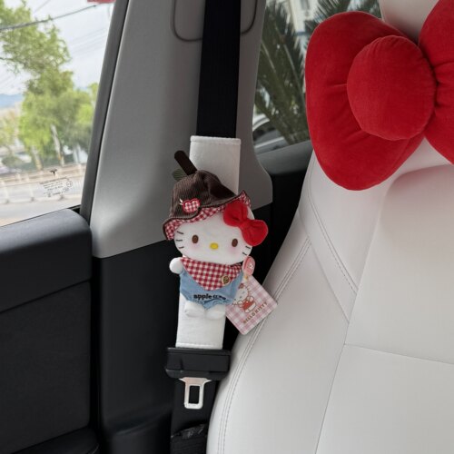 正版苹果站姿kitty毛绒公仔汽车安全带护肩套车内卡通玩偶新车礼