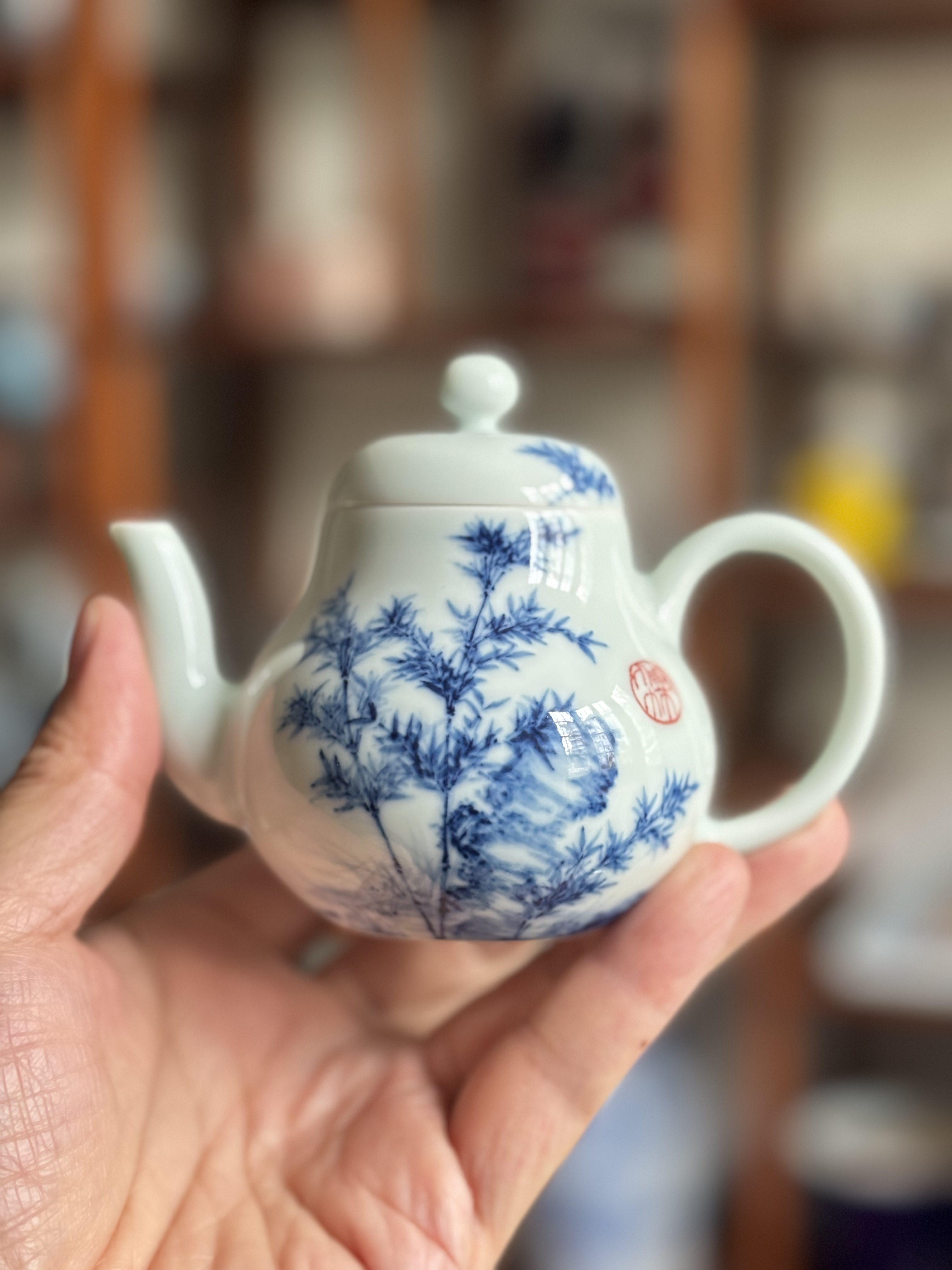 归舟柴窑陶瓷茶壶手绘青花瓷器泡茶分茶壶中式家用高档景德镇手绘