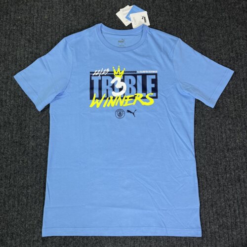 正品Puma彪马22-23曼城英超足总杯欧冠三冠王纪念短袖T恤 779044