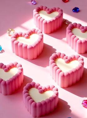 6连凹爱心慕斯蛋糕硅胶模具凹槽花边法式甜点布丁硅胶模具