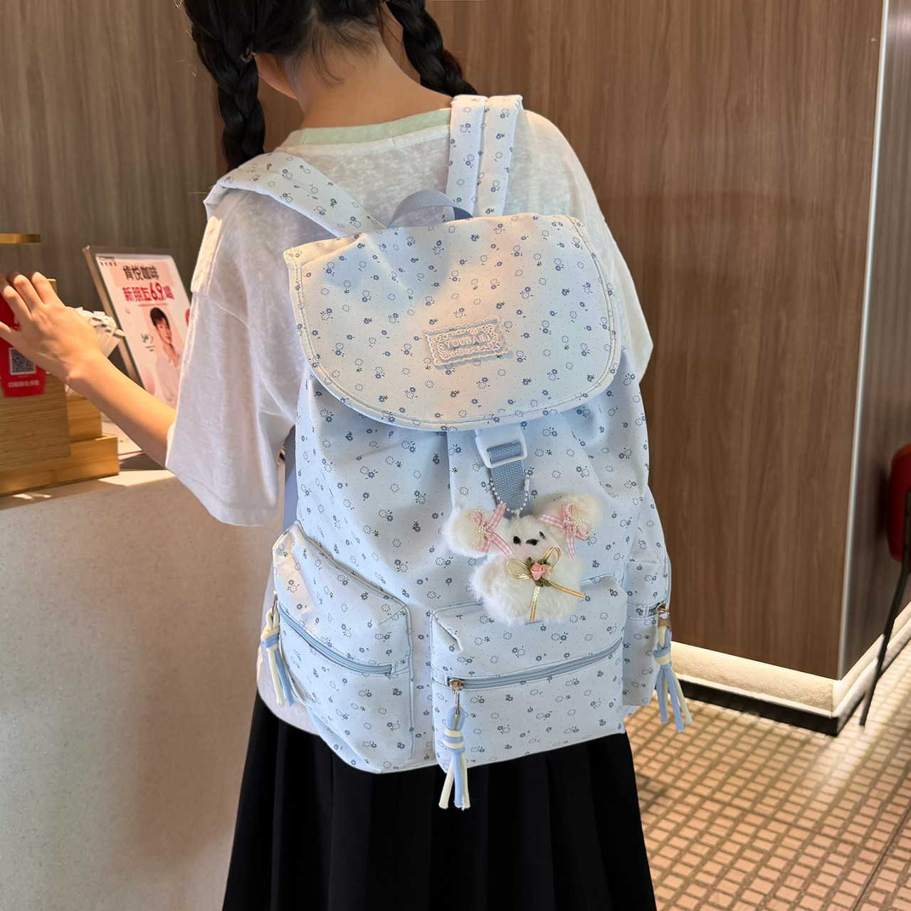 2026新款女学生大容量碎花书包