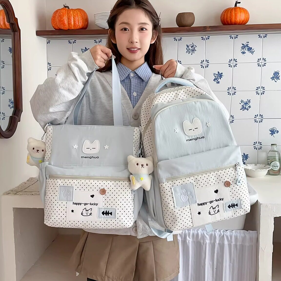 可爱少女书包小学生初中生高中生单肩包高颜值背包大容量双肩包