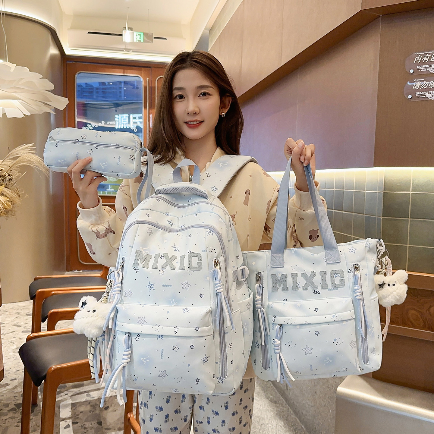 韩系高颜值书包初中女生大容量高中生小学生轻便减负校园双肩包女