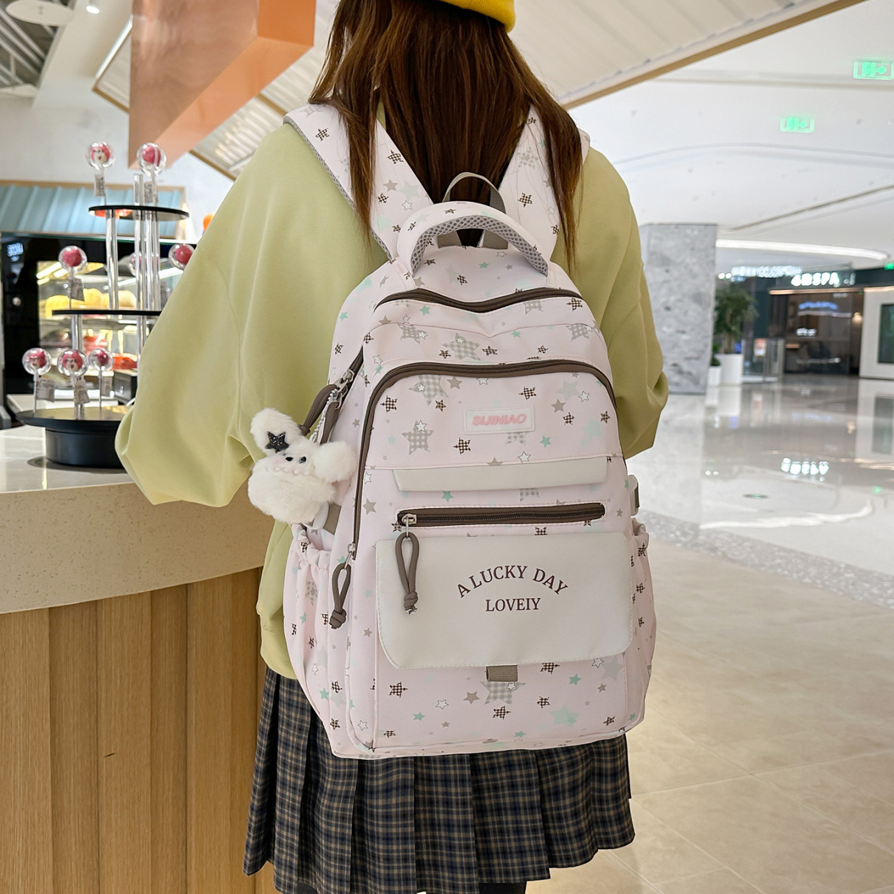 女初中学生书包星星大容量双肩包
