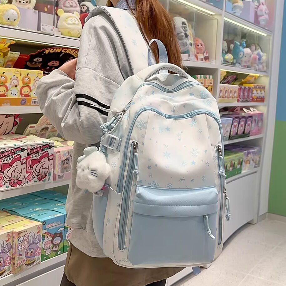 韩版印花女学生初中生双肩包书包