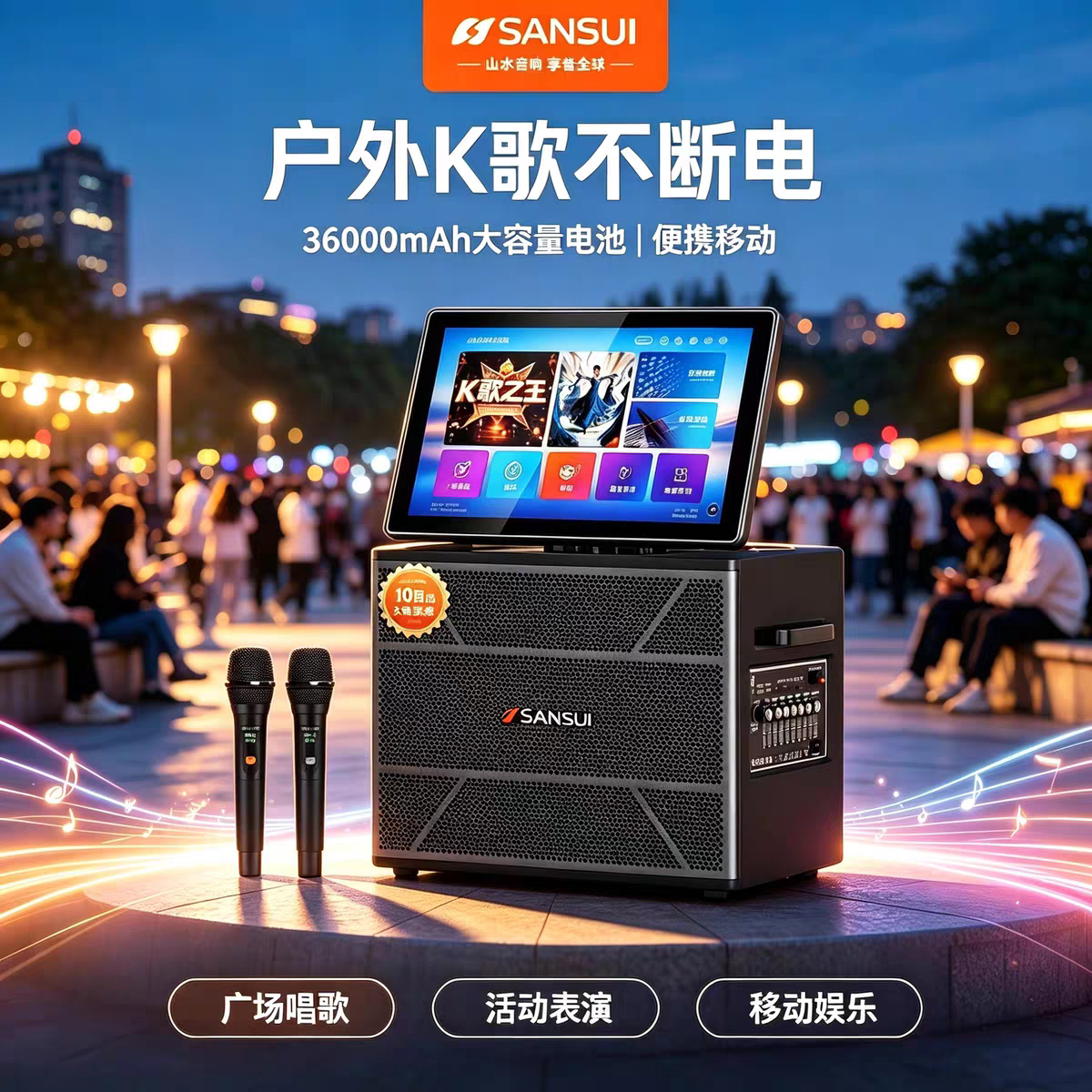 山水K668户外移动广场舞音响拉杆广场音箱/户外音