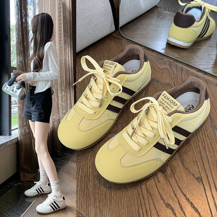 2026春季新款德训鞋女复古三条杠阿甘鞋软底百搭休闲运动鞋韩版潮