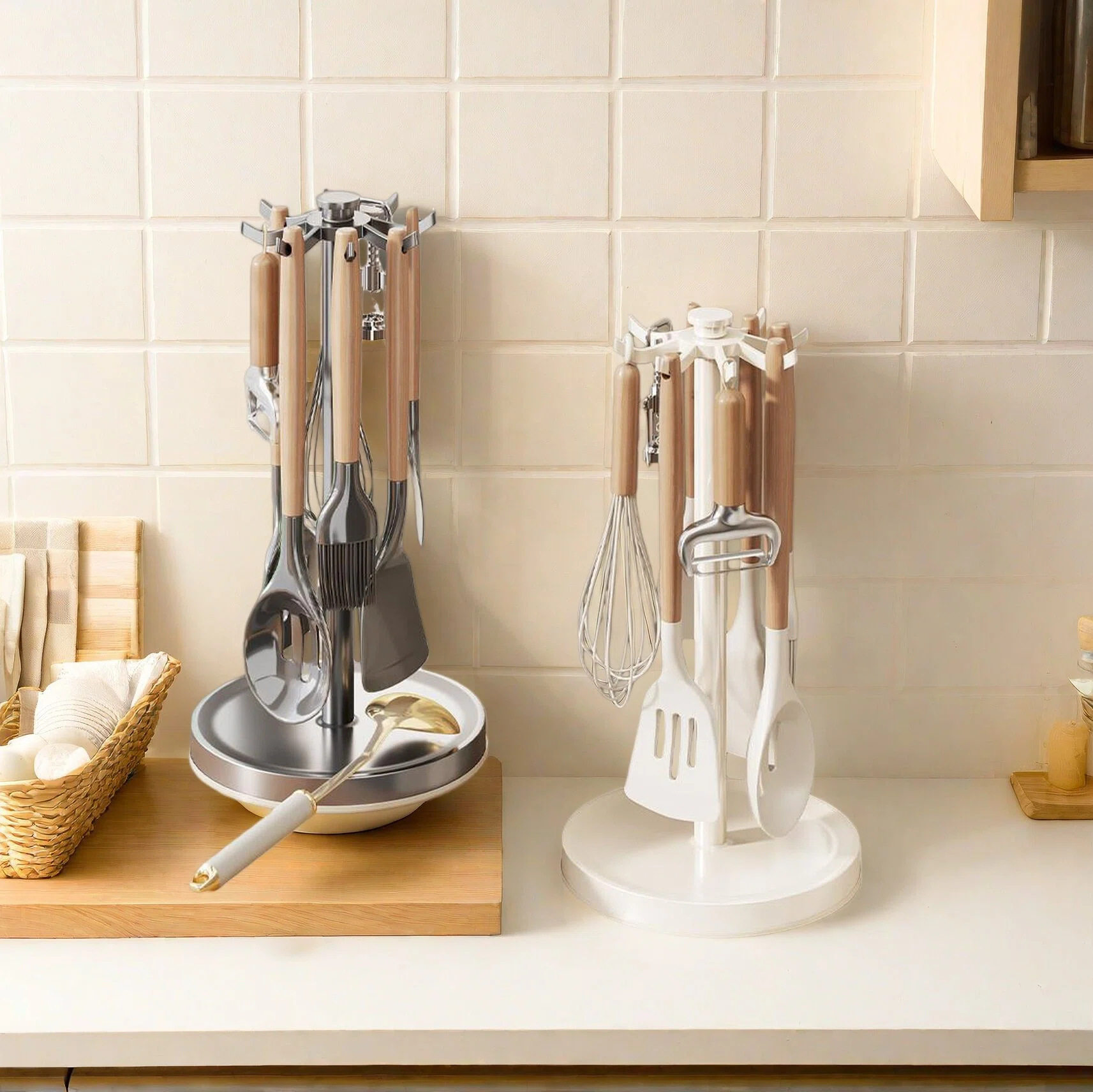 旋转锅铲架台面家用厨房挂钩置物架挂勺子铲子支架汤勺厨具收纳架,厨房/烹饪用具,抹布架/厨房清洁收纳架,淘宝优惠券,粉丝福利购,淘宝优惠卷