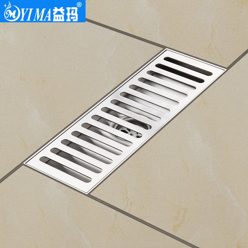 益玛316不锈钢长条大排量隐形地漏卫生间长方形加厚浴室地漏