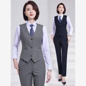 气质马夹背心裤 灰色西装 马甲女工作服职业套装 子半身裙两件套